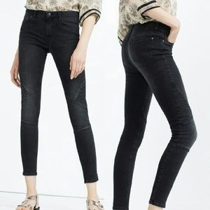 Zara Black Mid Rise Biker/Moto Skinny Jeans