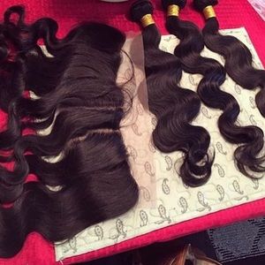 Brazilian lace frontal with bundles 16,18,20