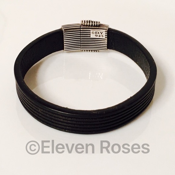 David Yurman Royal Cord Black Leather ID Bracelet - Picture 2 of 5