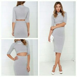 Gray 2 piece fuzzy sweater dress