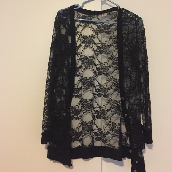 Black lace soft cardigan Small