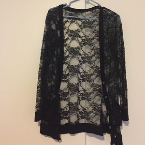 Black lace soft cardigan Small