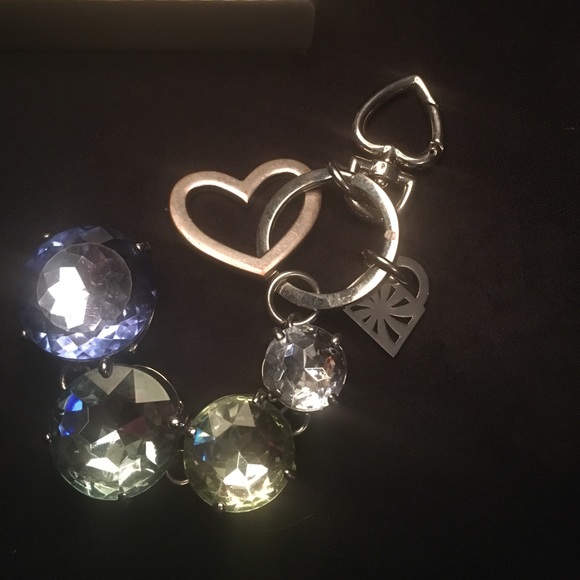 Gradient green / blue bling key chain.