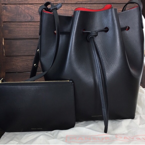Mansur Gavriel black with red interior bucket bag - Picture 1 of 4
