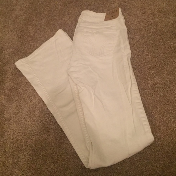 0R White Hollister Destroyed Flare Jeans.