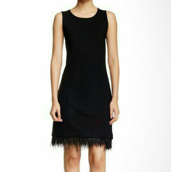 Feather Trimmed Little Black Dress