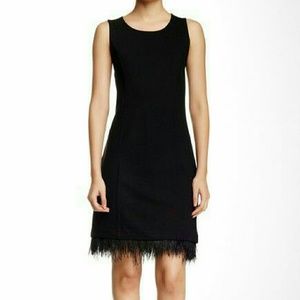 Feather Trimmed Little Black Dress