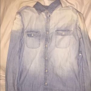 AE acid wash denim button down