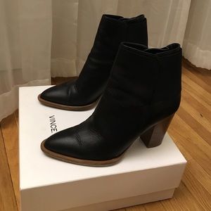 Vince black boots with wood heel 9.5