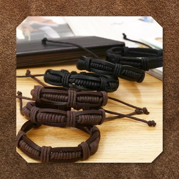 JUST IN🆕Genuine Brown Leather Adjustable Bracelet - Picture 2 of 4