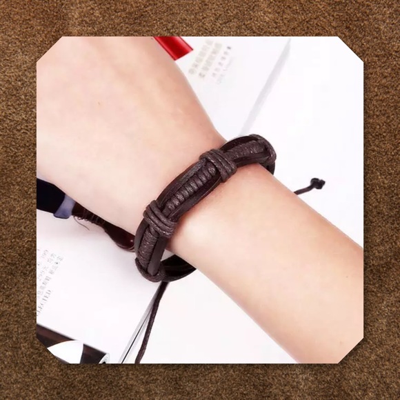 JUST IN🆕Genuine Brown Leather Adjustable Bracelet - Picture 3 of 4