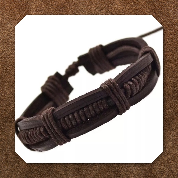 JUST IN🆕Genuine Brown Leather Adjustable Bracelet - Picture 4 of 4