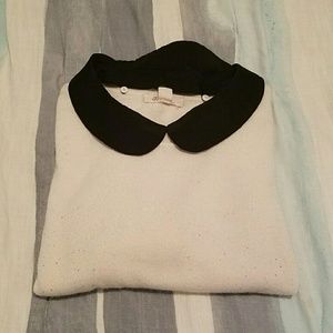 White Peter Pan collared sweater