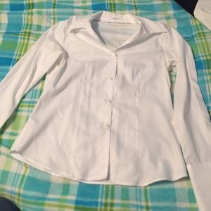 White Calvin Klein button up top