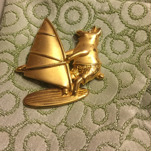Beautiful Pig Boat Rider Pin/Brooch
