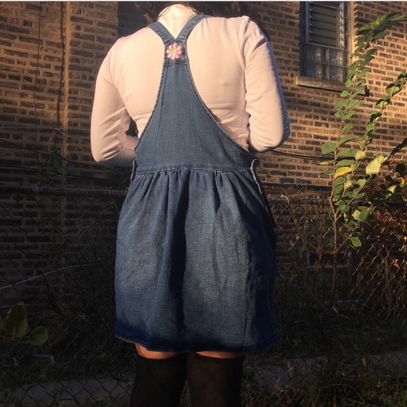 Rainbow patch overall dress vintage lazyoaf vibes. - Picture 3 of 7