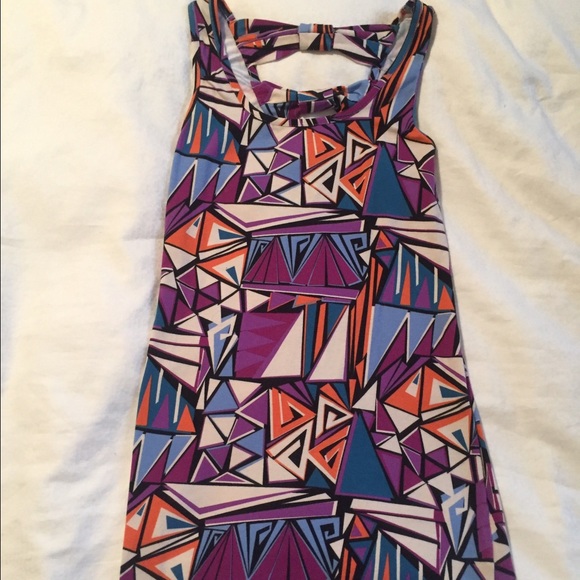 Bow Back Geometric Print Dress