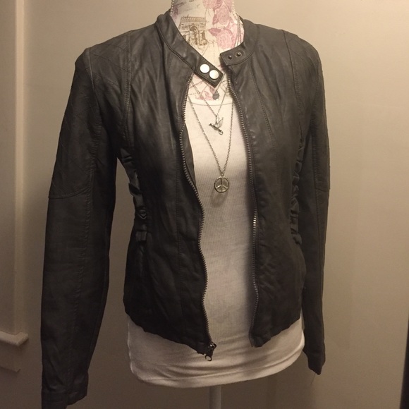 Grey faux leather jacket