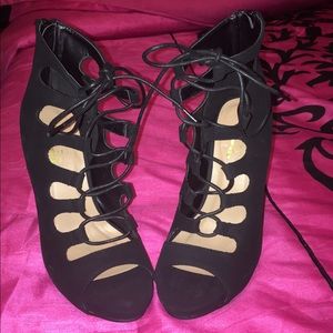 Black lace heels