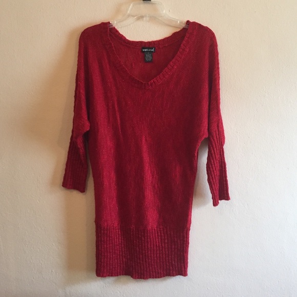 Sparkly Red Tunic Sweater