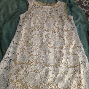 White lace dress with nude lining
