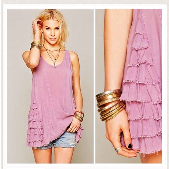 Free People Ruffle Hem Tunic (S) mauve