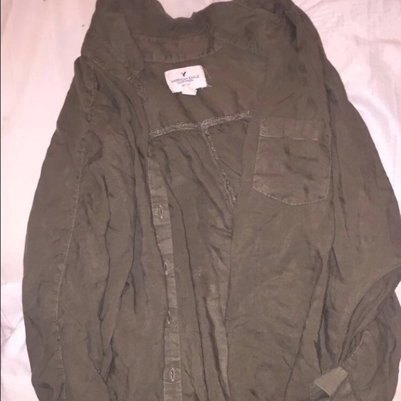 AE sheer army green flowy cardigan - Picture 1 of 2