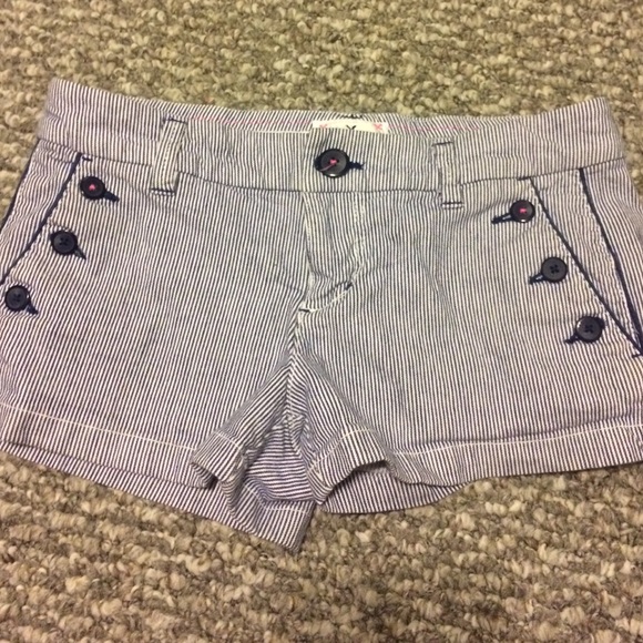 Navy and white striped shorts