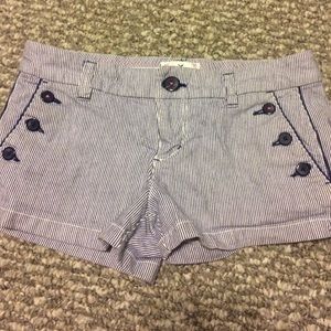 Navy and white striped shorts