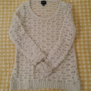 American Eagle Loose Knit Cream Sweater-size L