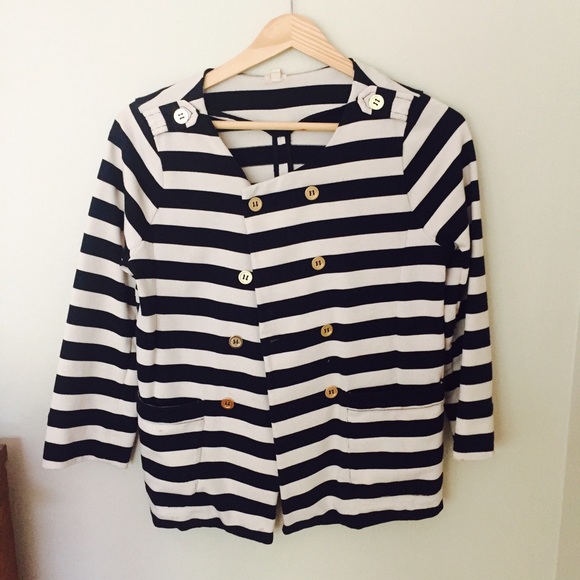 J.Crew nautical striped blazer jacket gold buttons