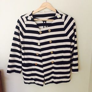 J.Crew nautical striped blazer jacket gold buttons