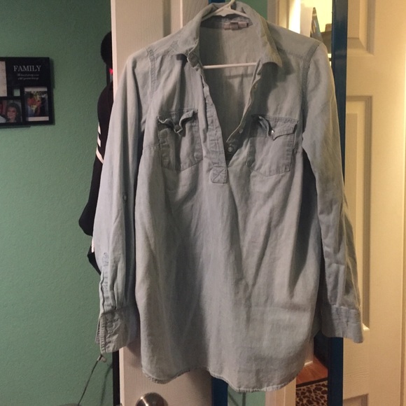 Denim maternity blouse