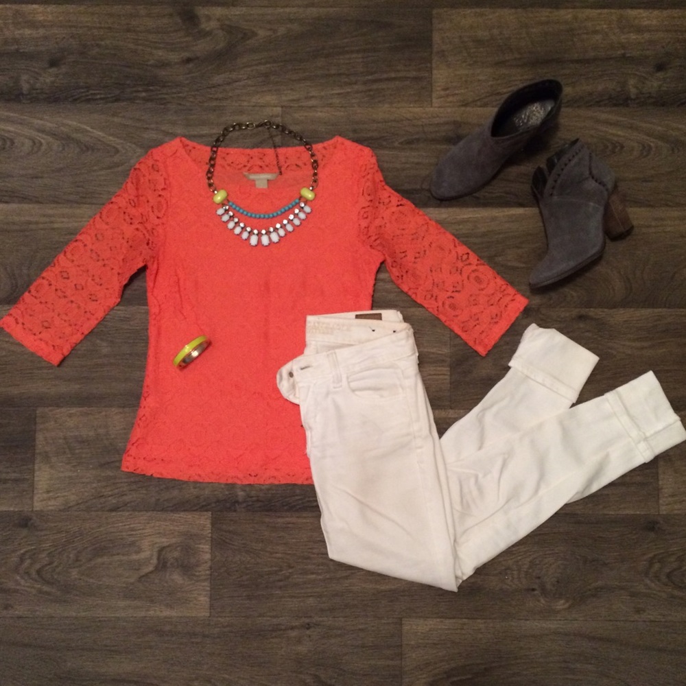 Banana Republic - Coral Lace Top | Size 0