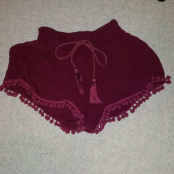 Burgundy drawstring shorts