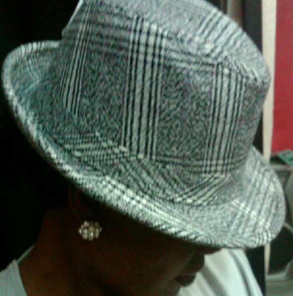 Women's Plaid Fedora Gray hat