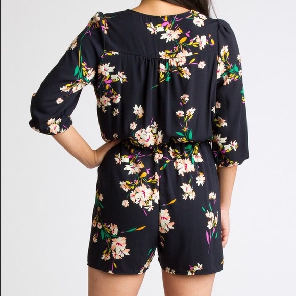 Floral Printed Wrap Front Romper - Picture 2 of 3