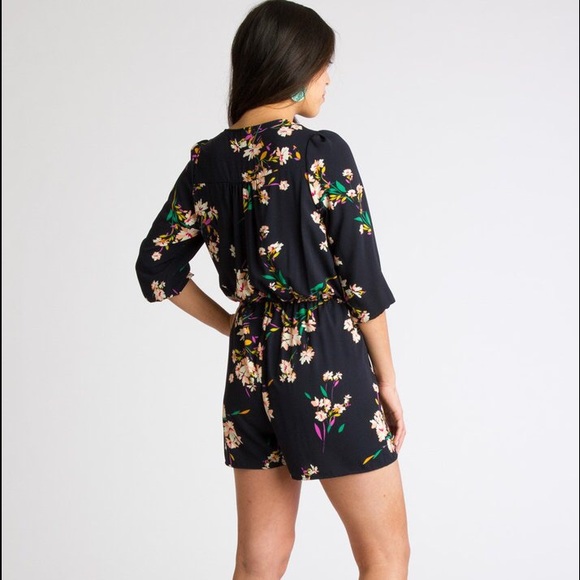 Floral Printed Wrap Front Romper - Picture 3 of 3