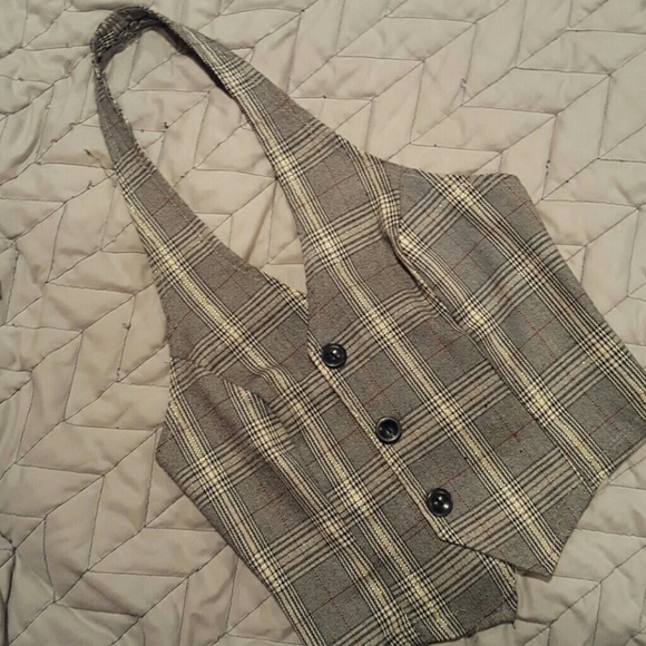 Grey plaid vest