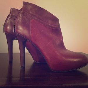 Wine colored leather booties