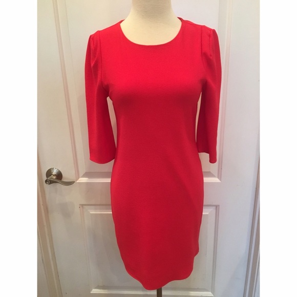 Red Everly Quarter Length Sleeve Dress With Cutout