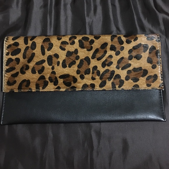 Leopard Clutch Bag w/ real animal fur (NWT)