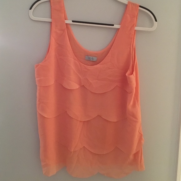 Peach Scalloped Tobi tank top