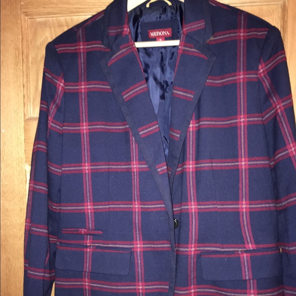 Merona navy plaid blazer.