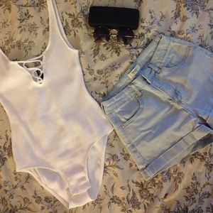 White ribbed tank bodysuit