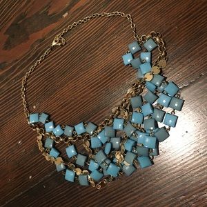 Blue and gold statement necklace