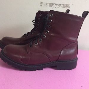 Burgundy combat boots