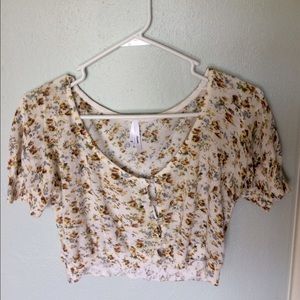 Flower printed crop cardigan