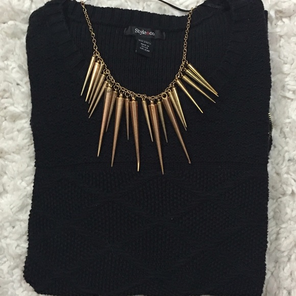 Style & Co. Sweaters - Style & Co Sweater Black Gold Zip