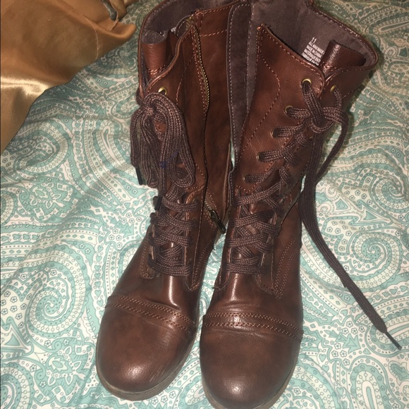 Brown combat boots